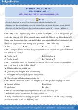 Đề kiểm tra giữa kì 1 Sinh 12 - Đề số 4 có lời giải chi tiết